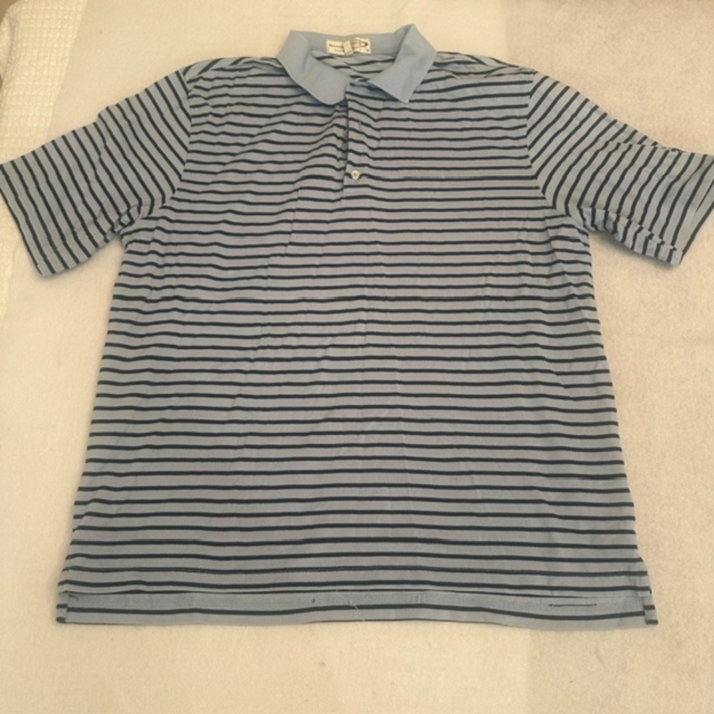 Fairway Greene Right Edge Striped Polo Shirt Mens Blue Large Short Sleeve Golf